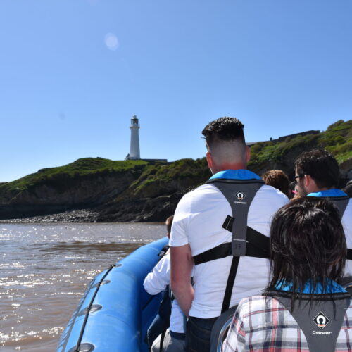 Flat Holm Island lighthouse viewed from the water