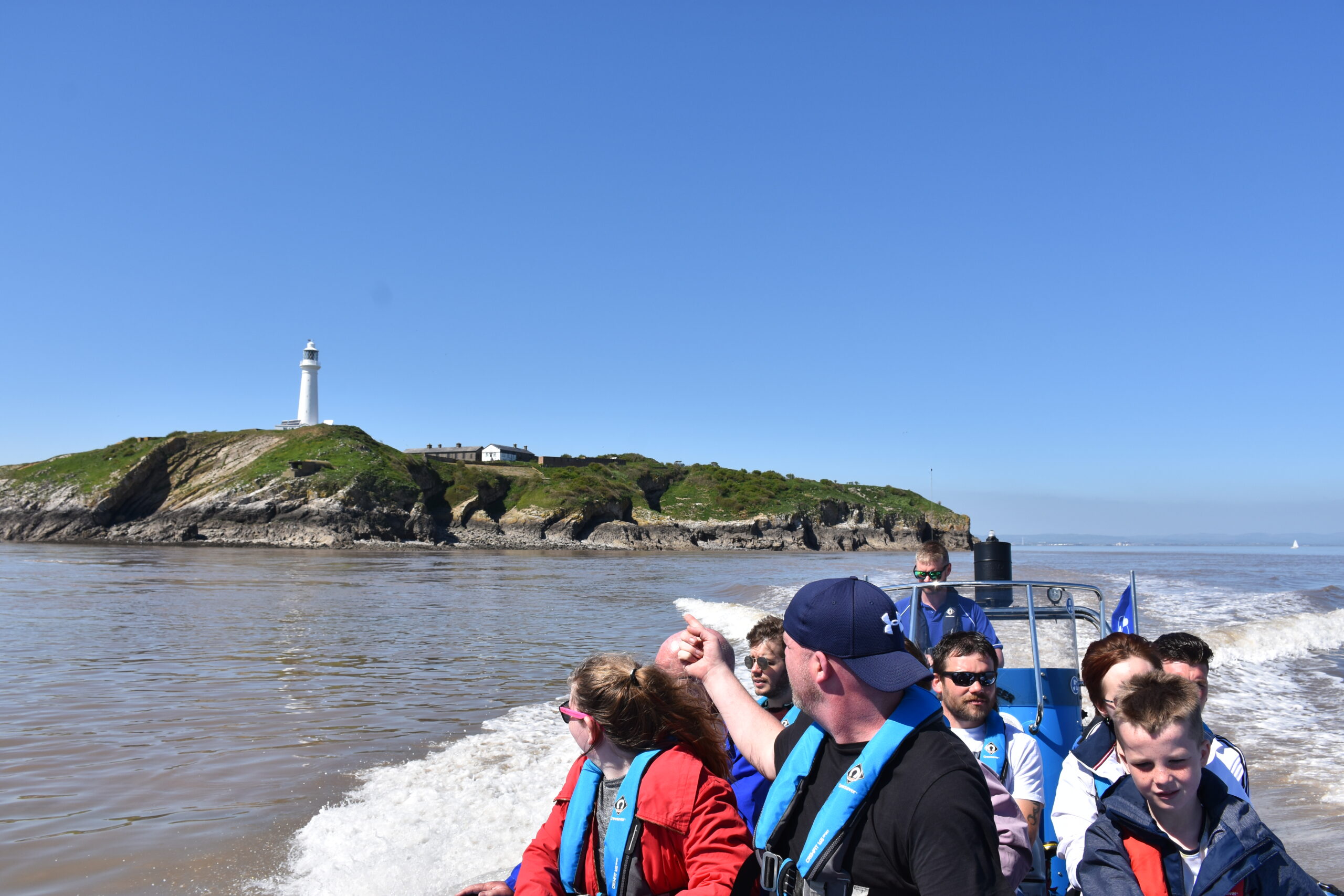 Viewing Flat Holm Island from the boat