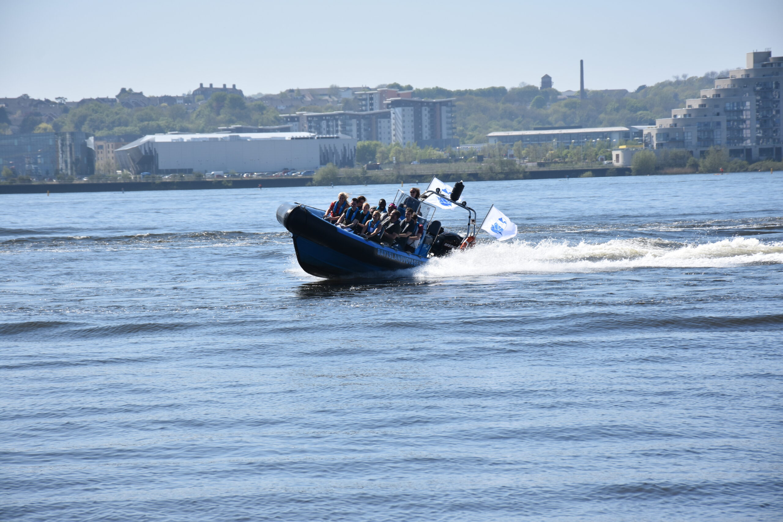 Bay Island boat on the water at Cardiff Bay